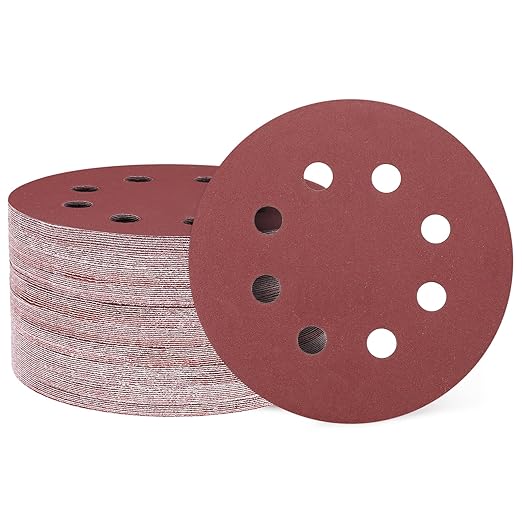 HARFINGTON 150 Pcs 5 Inch Sanding Discs, 800 Grit Hook and Loop Sandpaper, 8-Hole Aluminum Oxide Orbital Sander Sandpaper for Woodworking Automotive Metal Polishing, Red