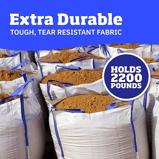 DURASACK Heavy Duty Builder's Bulk Bags 100-Gallon White Woven Polypropylene Contractor Trash Bags for Demo and Construction, Holds up to 2200 lbs