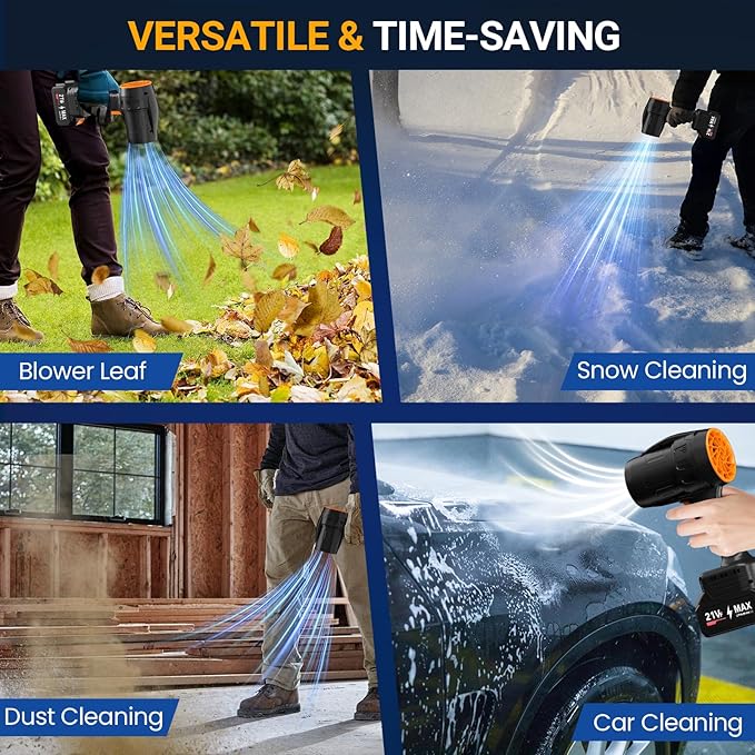Mini Small Handheld Cordless Leaf Blower with 2×4.0Ah Batteries & Charger – Portable Electric Rechargeable Blower, 500,000 RPM Turbo Jet High Power, Lightweight for Yard, Patio & Garage Cleaning