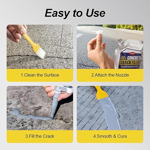 Concrete Crack Filler, High Elasticity Self-Leveling Caulking Sealant for Driveway, Sidewalk, Patio, Cement Floor, Outdoor Concrete Joint Repair, Waterproof Crack Seal Glue – Pack of 2(Gray)