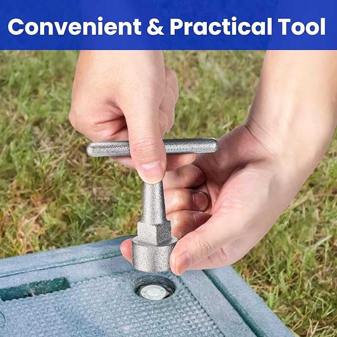 Enhon Curb Box Wrench for Pentagon Curb Boxes, Water Meter Wrench for Penta Socket, T Handle Penta Tool, Water Valve Shut Off Tool(1 Pack,Silver)