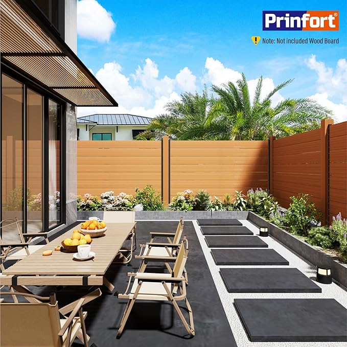 8pack 4FT (H: 45.5″) Matel Backyard Privacy Fence Panels Post Black, Install Fence Panels Post for Wood Slats Outdoor
