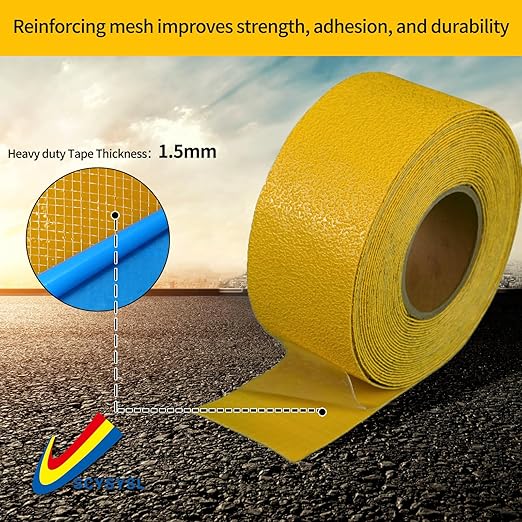 Reflective Pavement Marking Tape Slip-Resistant and Durable, Heavy-Duty Rubber Base for Outdoor Applications, Perfect for Driveways, Walkways, and Parking Areas (Yellow, 3 Inch X 36 Feet)