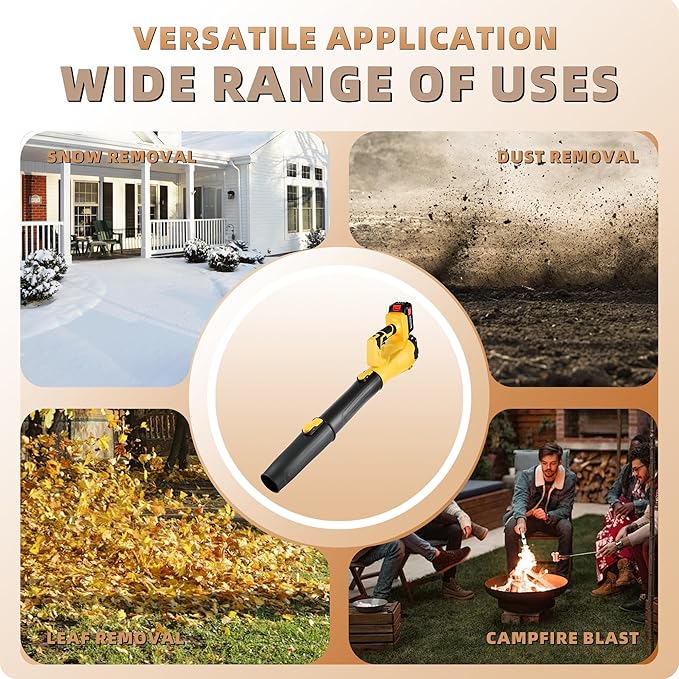 6-Speed Modes Cordless Leaf Blower 21V,200MPH High-Velocity Electric Blower,Lightweight for Dry/Wet Leaves,Lawn Debris,Garage and Driveway Cleaning,Yellow