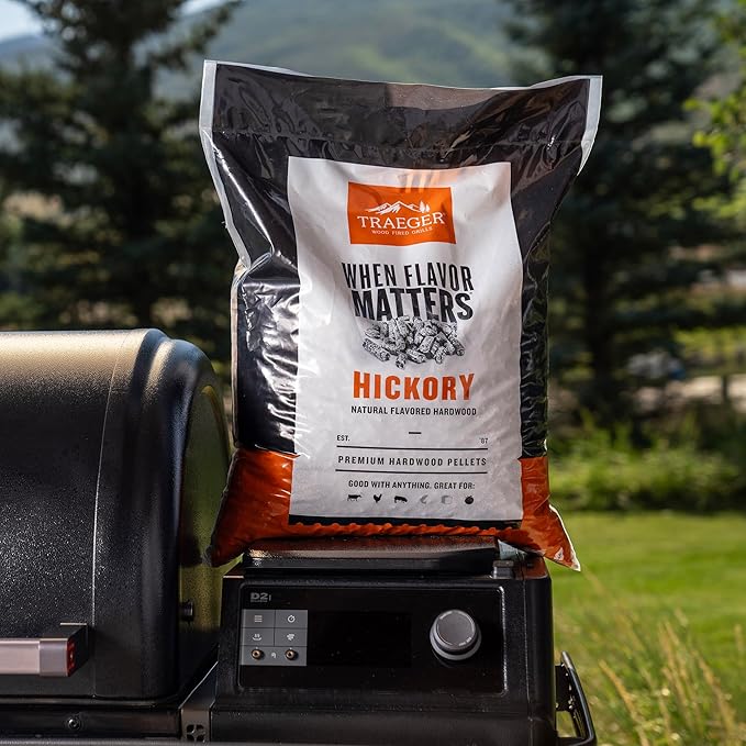 Traeger Grills Hickory 100% All-Natural Wood Pellets for Smokers and Pellet Grills, BBQ, Bake, Roast, 18 lb. Bag