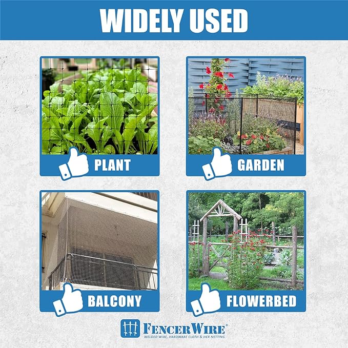 Fencer Wire 7 ft. x 100 ft. Garden & Plant Protective Netting with 3/4" Mesh, Reusable & Doesn't Tangle, Protection Against Bird, Deer and Other Animals, Multiple Choices Available