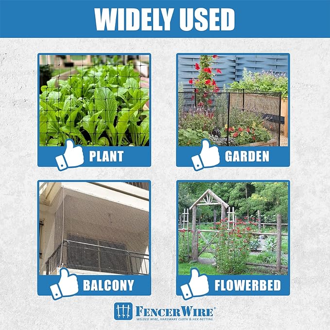 Fencer Wire 7 ft. x 100 ft. Garden & Plant Protective Netting with 3/4" Mesh, Reusable & Doesn't Tangle, Protection Against Bird, Deer and Other Animals, Multiple Choices Available