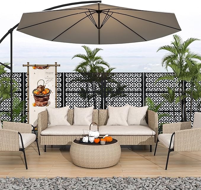 72" H×45" W Metal Privacy Screen Outdoor Privacy Screen Freestanding, Outdoor Privacy Screens and Panels, Decorative Privacy Fence with Expansion Screws and Ground Nails for Patio Lawn Deck.