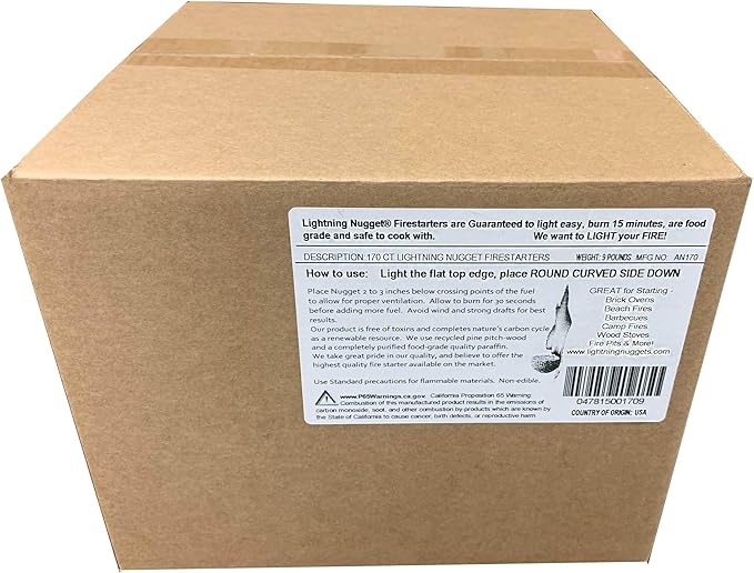 Lightning Nuggets AN170 Fire Starters, 2x2x1.1/4, Tan