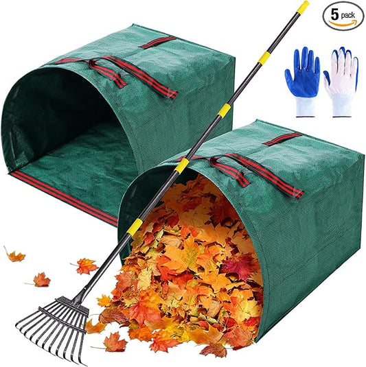 2 PCS 40 Gallon Leaf Collector - Heavy Collapsible Lawn & Leaf Bags, Leaves Pick up Tool Reusable Yard Waste Bags, Large Yard Dustpan Type Garden Bag for Leaves, Debris, Lawn Trash, Clippings, Grass