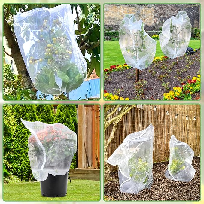 Fruit Tree netting, Blueberry Bush Netting Cover for Garden Protection, 4Pcs 3.3x4.9 FT Garden Plant Netting Pest Barrier for Raised Beds, Bug Mesh Net from Cicadas, Bird for Strawberry, Tomato