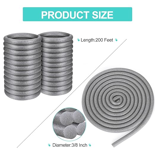 3/8" Diameter x 200' Length Backer Rod Caulk Saver Foam Backer Rod for Gaps and Joints Backing Concrete Filler