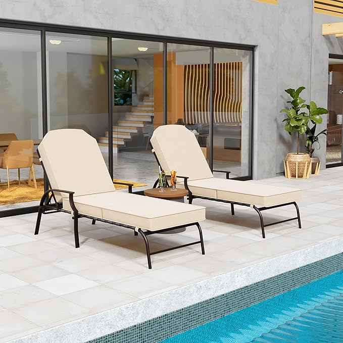 Kozyard Maya Chaise Lounge - Outdoor Patio Recliner Chair, Comfortable Patio Lounge Chair, Elegant Chaise Lounge Chair for Relaxation, Perfect Outdoor Recliner Chair (Tan)