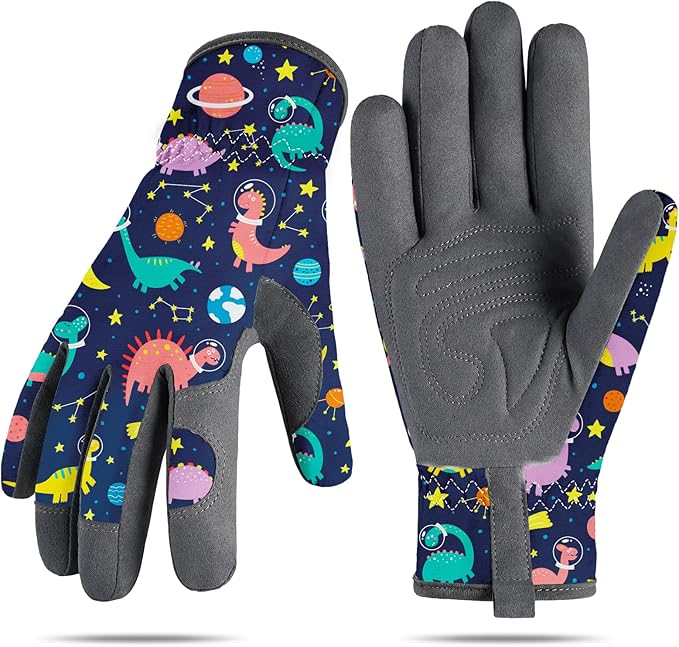 Gardening Gloves for Boys Girls Ages 8-12, Breathable Soft Safety Garden Yard Work Gloves for Kids Children Leather Thorn Proof for Playing, Digging, Planting,Pruning