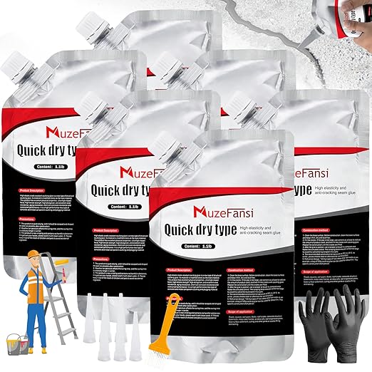 Asphalt Crack Filler, Self Leveling Asphalt Crack Sealant, Driveway Repair Sealer, Concrete Joint Filler for Slabs, Blacktop, Driveway,Walkway, Road,Patio(6 Pack,Black)