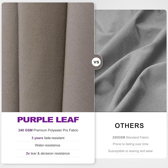 PURPLE LEAF 10' X 10' Left-right Tilting Outdoor Patio Umbrella Swivel Offset Cantilever Heavy Duty Rectangle Aluminum Umbrella with UV Resistant for Deck Pool Patio Backyard, Ash Mocha