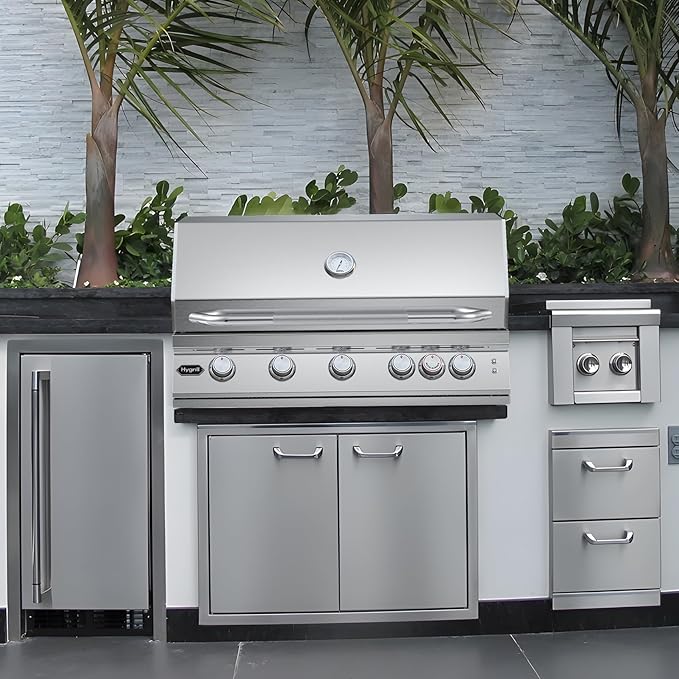 Hygrill Premium XTR 40-Inch Built In Grill, Stainless Steel 5-Burner Grill Head for Outdoor Kitchen with Rear Infrared Burner and LED Lights, Natural Gas