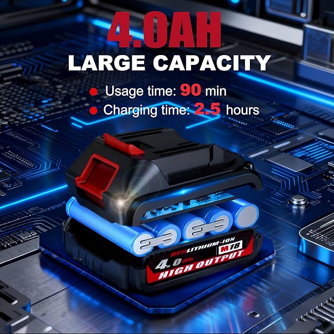 24V Brushless Cordless Power Drill with 2x4.0Ah Battery and Charger (531 in.lbs)- 3/8 inch Chuck Brushless Impact Driver, LED Work light Hammer Drills