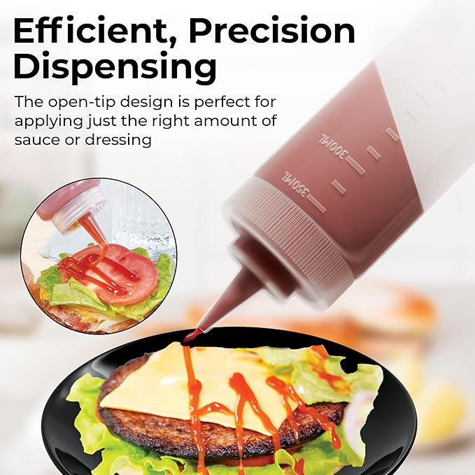 Restaurantware-8 Ounce Condiment Squeeze Bottle, 1 With Lid Plastic Squeeze Bottle - Precison Dispensing Tip, Flexible, Clear Plastic Squeeze Bottle For Sauces, For Sauces, Spreads, Or Condiments,