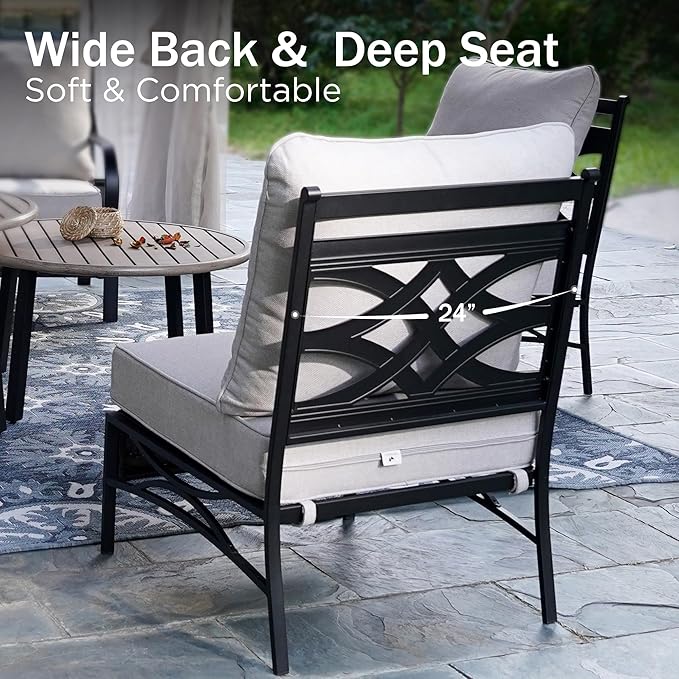 PHI VILLA Large Patio Furniture Set 12 Piece, Half-Moon Outdoor Couch Set for 10 Persons with 2 Patio Coffee Table for Garden, Poolside, Balcony, Backyard