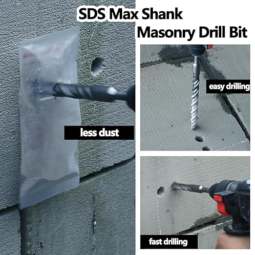 1-1/2 x 15 inch SDS Max Rotary Hammer Drill Bit, 38x380mm Carbide Tip Masonry Drill Bit,Concrete Drill Bit for Masonry, Brick, Stone, Concrete (Length :380mm / 15 inch, 38mm (1-1/2 in) Diameter)
