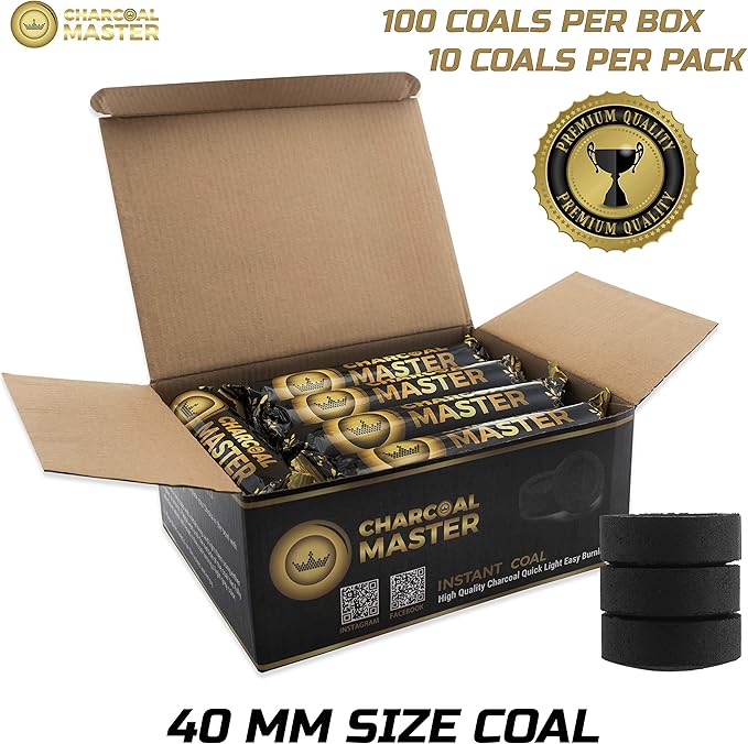 Coal Instant Light – Incense Instant Coal Disks – Coal Tablets – Charcoal Disks – Set of 400 Coal Rolls – 40 mm Quick Light Charcoal Briquettes – Natural Coal Disks – Slow Burn and Low Smoke (400)