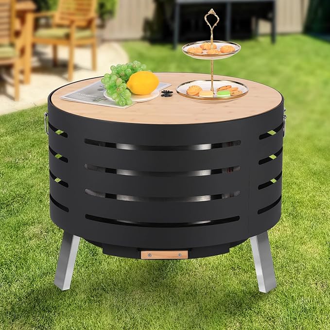 26" Smokeless Fire Pit with 360° Airflow, Dual-Burn Technology & Removable Ash Pan – Low-Smoke Outdoor Fire Bowl with Rust-Resistant 304 Stainless Steel for Patio, Yard & Camp