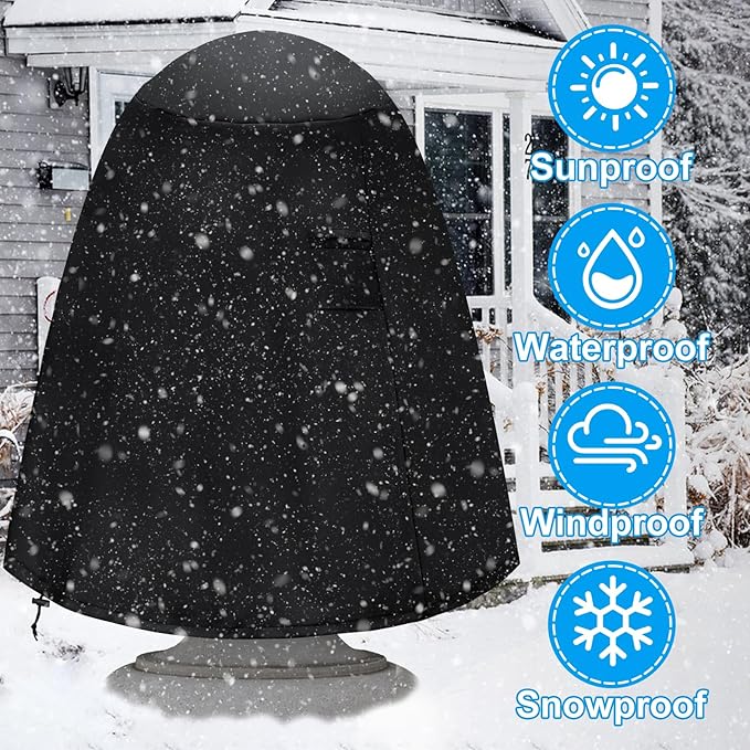Fountain Cover（48"x68"） 600D Oxford Cloth Garden Fountain Statue Protective Cover, Fountain Protector with Drawstring Weather Resistant for Winter Outdoor Patio Fountain (48"x68"- black)