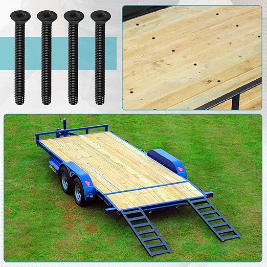 (100pcs) 5/16-18 x 2-1/4" Flat Head Thread Cutting Trailer Deck Screws, Black Phosphate, Package Contains T40 Star Drivea and 9/32 Drill bit