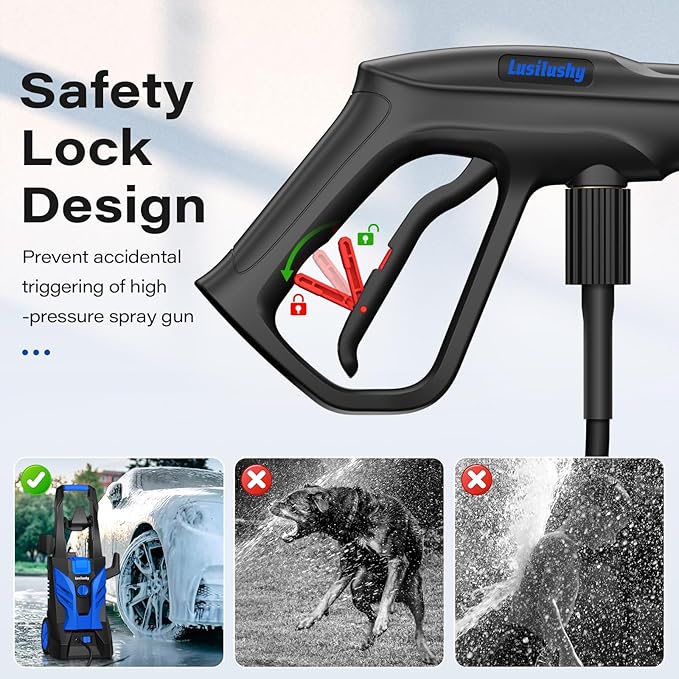 Pressure Washer, Power Washer with 4 Nozzles and Foam Cannon, High Pressure Cleaning Machine for Cars, Driveways, Fences, Patios, Home Cleaning.