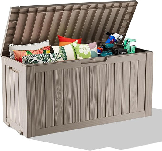 80 Gallon Waterproof Resin Deck Box, UV Resistant Outdoor Storage for Garden, Patio, Porch, Delivery, Black