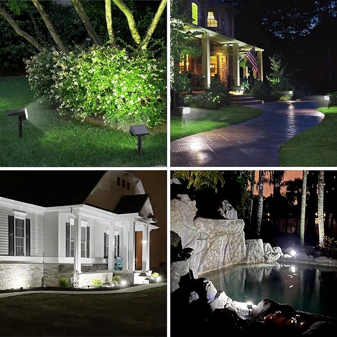 WELALO Solar Spot Lights Outdoor, [10 Pack/52 LED/3 Modes] Solar Landscape Spotlights, Solar Powered Security Lights, IP68 Waterproof Wall Lights for Outsides Walkway Yard Garden Driveway(Cool White)