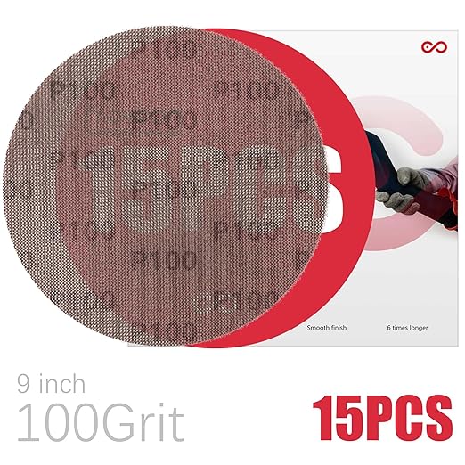 9 Inch Sanding Disc Drywall Sandpaper, Dust Free Sanding Drywall Sander Pads, 15 Pack 100 Grit