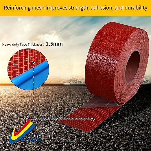 Reflective Pavement Marking Tape Slip-Resistant and Durable, Heavy-Duty Rubber Base for Outdoor Applications, Perfect for Driveways, Walkways, and Parking Areas (Red, 3 Inch X 36 Feet)