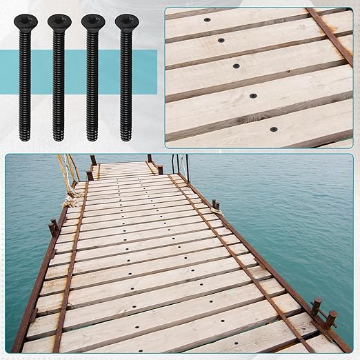 (100pcs) 5/16-18 x 2-1/2" Flat Head Thread Cutting Trailer Deck Screws, Black Phosphate, Package Contains T40 Star Drivea and 9/32 Drill bit
