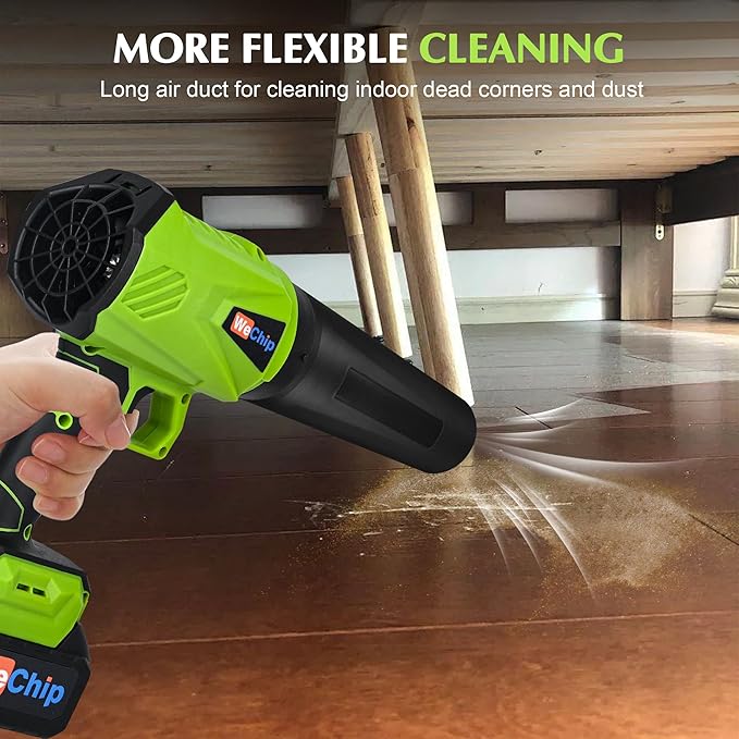 Leaf Blower Cordless 30000 RPM with Battery and Charger,Lightweight Electric Handheld Blower with 3 Replaceable Air Nozzles Used for Lawn Care, Yard Cleaning, Snow Blower, Dust Collector (Green)
