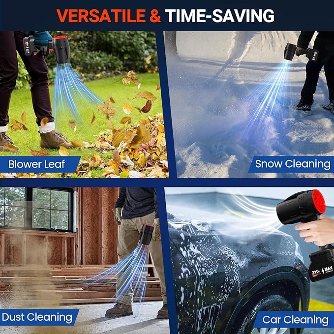 Mini Small Handheld Cordless Leaf Blower with 2×4.0Ah Batteries & Charger – Portable Electric Rechargeable Blower, 500,000 RPM Turbo Jet High Power, Lightweight for Yard, Patio & Garage Cleaning