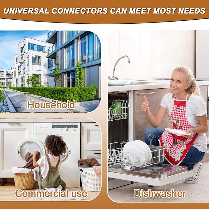 10FT Rubber Washing Machine Hoses Burst Proof 2 Pack For Hot and Cold Water 3/4" NPT Connection Water Supply Lines by Cenipar Fit for ALL Washing Machine