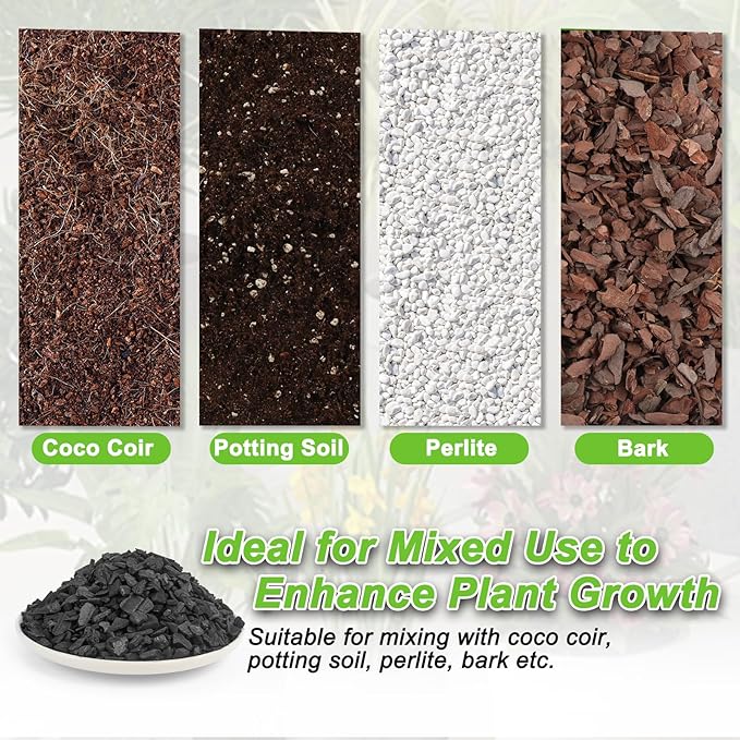 18 Quarts Horticultural Charcoal for Indoor Plants-Hardwood Potting Soil Amendment for Orchids, Succulent, Cactus, Terrariums, and Gardening