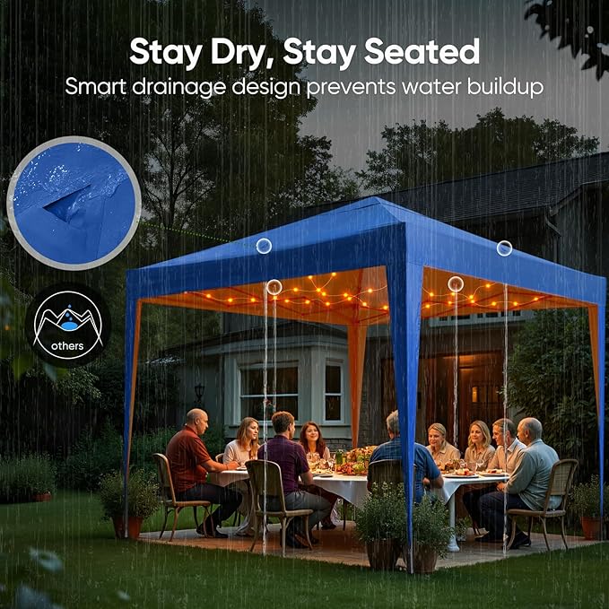 Quictent 10x10 Pop Up Canopy Tent, Instant Setup Gazebo for 1 Person, Portable & Compact, Waterproof & UV Protection, Ideal for Camping, Beach, Parties, and Outdoor Events