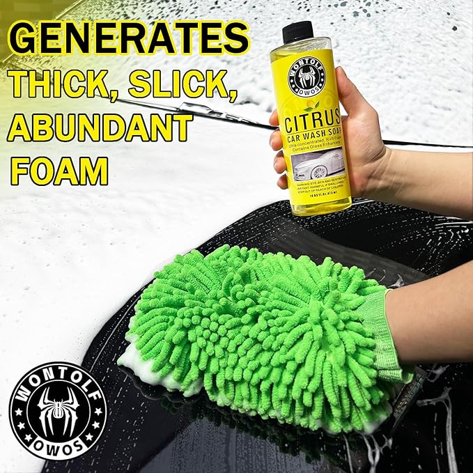 Wontolf Car Wash Kit with Car Wash Soap Shampoo, Interior Cleaner, Wheel Cleaner, Car Detailing Cleaning Care Kit for Cars Trucks RVs SUVs Motorcycles Detailing Cleaning
