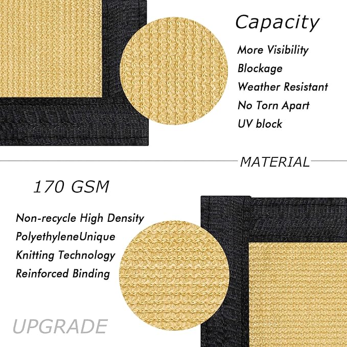UPGRADE Privacy Fence Screen 6'x1' Sand Outdoor 90% Visibility Blockage 170 GSM Mesh Shade Cover Panels for Backyard,Balcony,Home Decoration with Zip Ties,Customized Avaliable