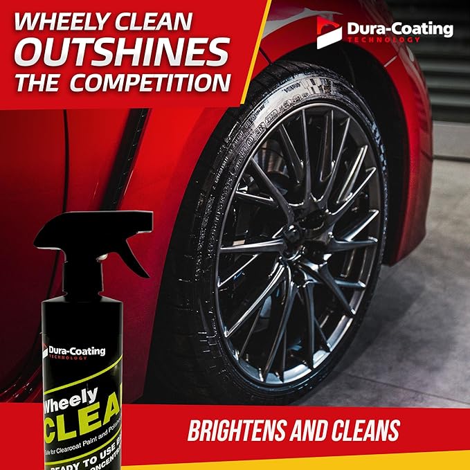 DURA-COATING TECHNOLOGY Wheely Clean Concentrate - Good for Chrome Wheel Cleaner, Clear-Coated, or Aluminum Wheel Cleaner - Professional Tire Shine & Rim Cleaner Spray - Car Care Solution - 1 oz