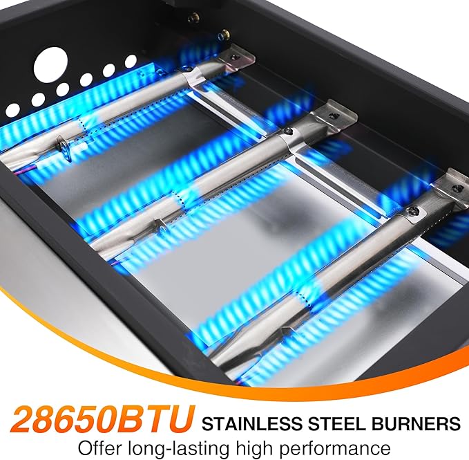 Burner Table top Propane Griddle with Detachable Top | Ultimate Portable Outdoor Cooking Station | Includes Stainless Steel Warming Rack for Camping, Tailgating & BBQs (3 burner)