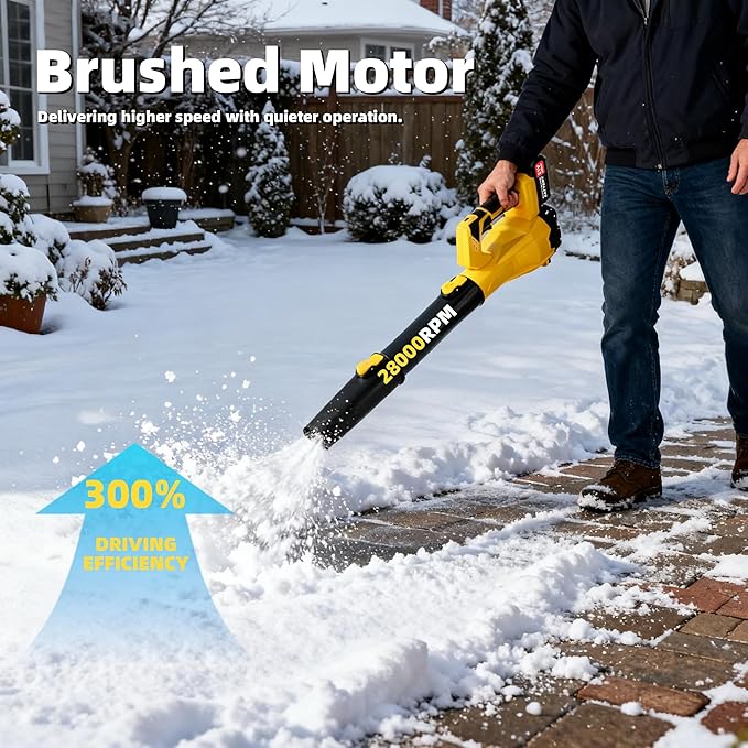 6-Speed Modes Cordless Leaf Blower 21V,200MPH High-Velocity Electric Blower,Lightweight for Dry/Wet Leaves,Lawn Debris,Garage and Driveway Cleaning,Yellow