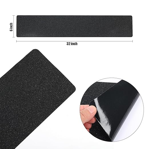 Outdoor Non Slip Tape 6'' x 32'' (15-Pack) High Traction Adhesive Treads - Heavy Duty 80 grit Black Non Slip Tape -Anti Skid Strips - Grip Tape for Steps
