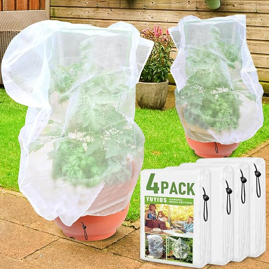 Fruit Tree netting, Blueberry Bush Netting Cover for Garden Protection, 4Pcs 3.3x4.9 FT Garden Plant Netting Pest Barrier for Raised Beds, Bug Mesh Net from Cicadas, Bird for Strawberry, Tomato