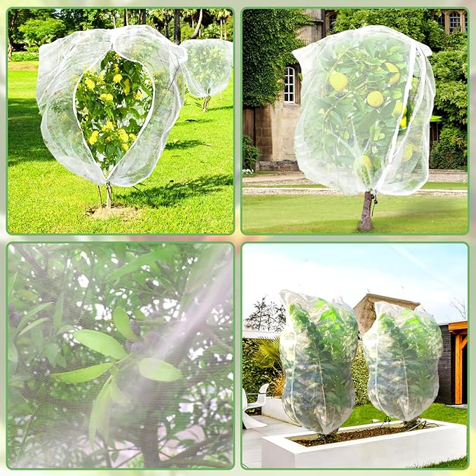 Fruit Tree Netting, 8x8 FT Plant Mesh Netting for Garden Protection with Zipper, Blueberry Bush Insect Netting Cover as Garden Pest Barrier from Cicadas, Bug, Bird for Apple, Tomato
