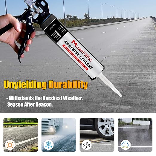 Concrete Crack Filler, Gray Self-Leveling Sealant, Waterproof Cement Crack Filler with an Accelerated Curing Capacity, Flexible Concrete Patch Gray (10.1 fl. oz,2 Pack)