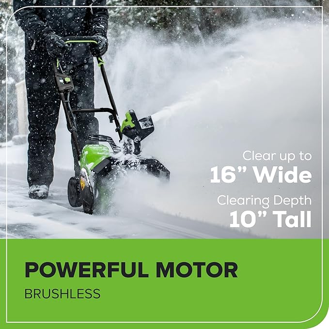 Greenworks 40V (75+ Compatible Tools) 16” Cordless Snow Blower, 5.0Ah Battery and Charger Included, SN40B410